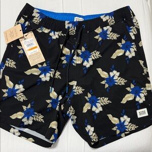 Scotch & Soda Black Floral Swim Trunks